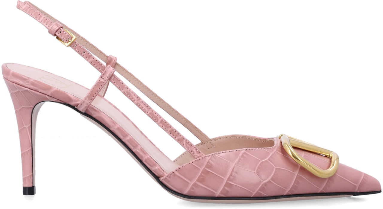 Valentino Garavani V Logo Sling Back Rosa Roze