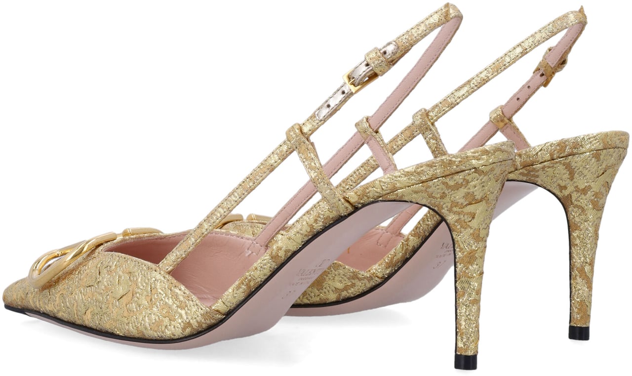 Valentino Garavani V Logo Sling Back Oro Goud