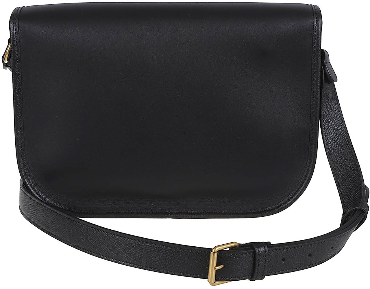 Valentino Garavani Smooth Black Leather Crossbody Bag with Gold Hardware and Vlogo Signature Zwart