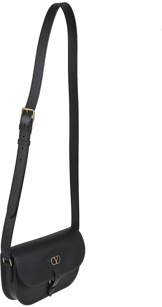 Valentino Garavani Pebble Leather Crossbody Bag Zwart