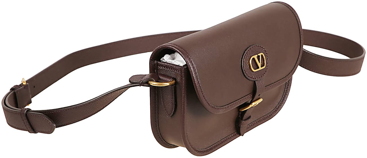Valentino Garavani Compact Oak Brown Calfskin Bag Zwart
