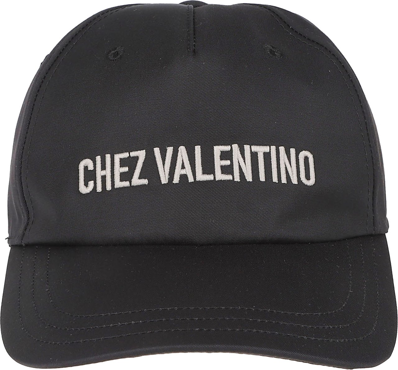 Valentino Garavani Black Cap with Front and Rear Embroidery Zwart