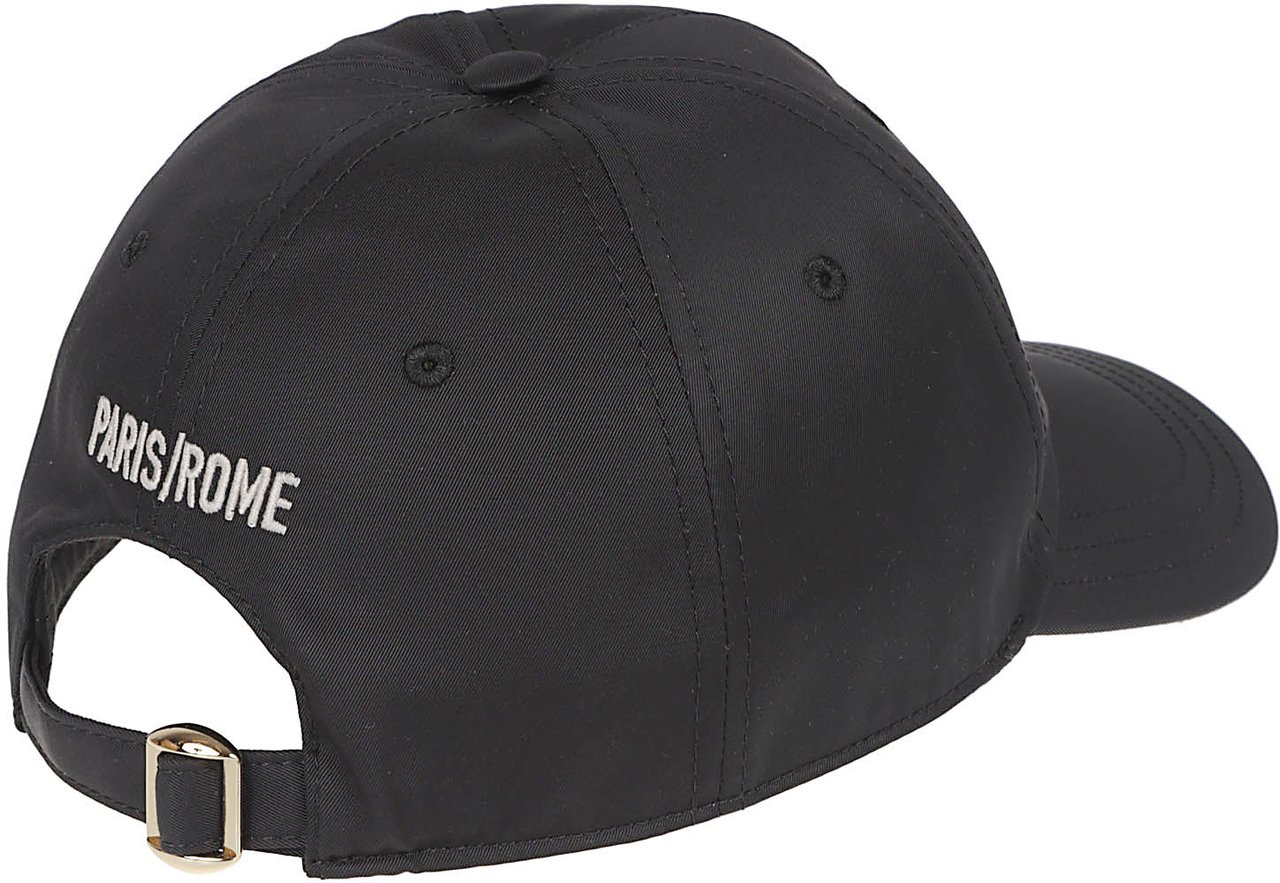 Valentino Garavani Black Cap with Front and Rear Embroidery Zwart