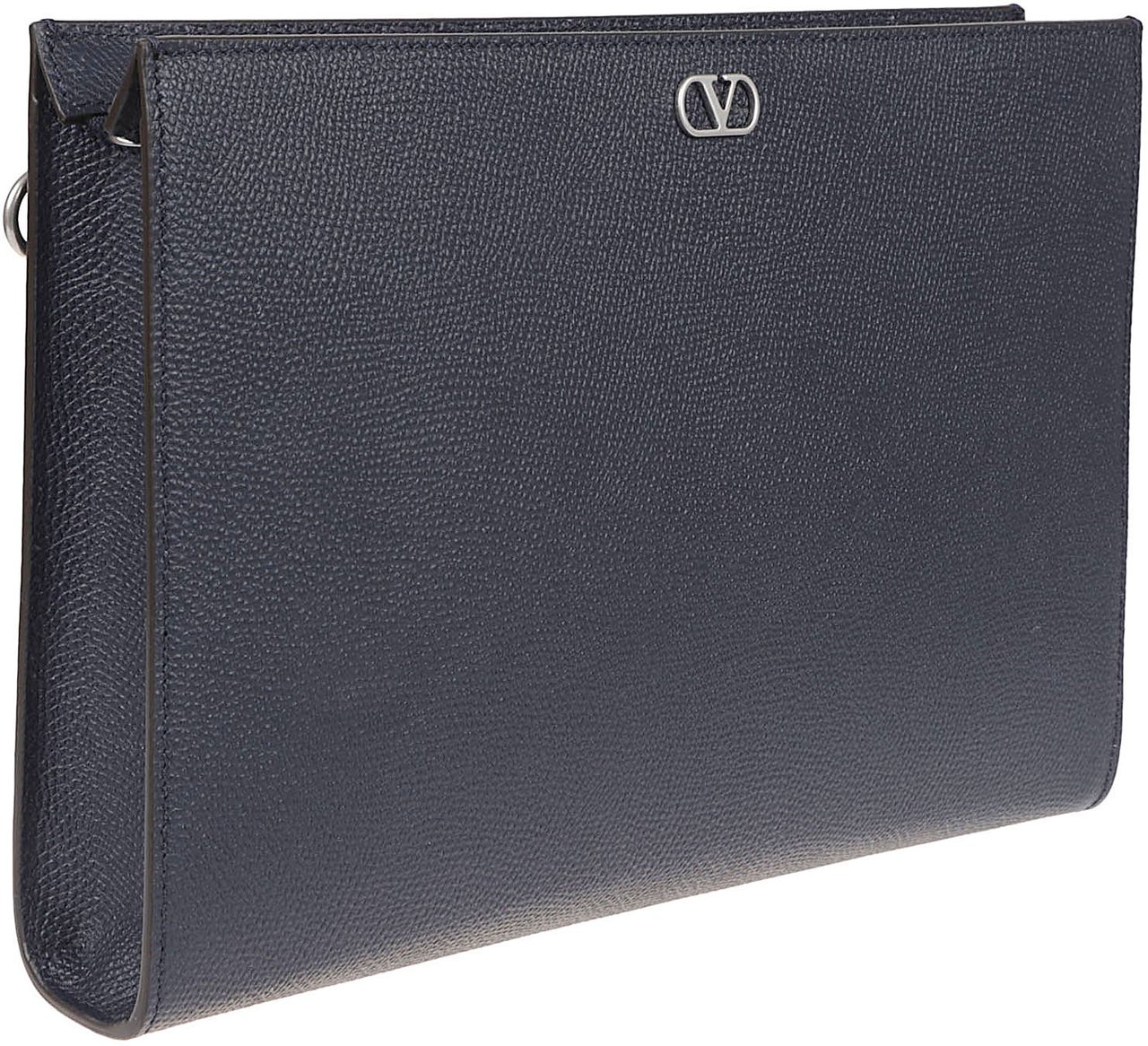 Valentino Garavani Textured Calf Leather Pouch Grijs