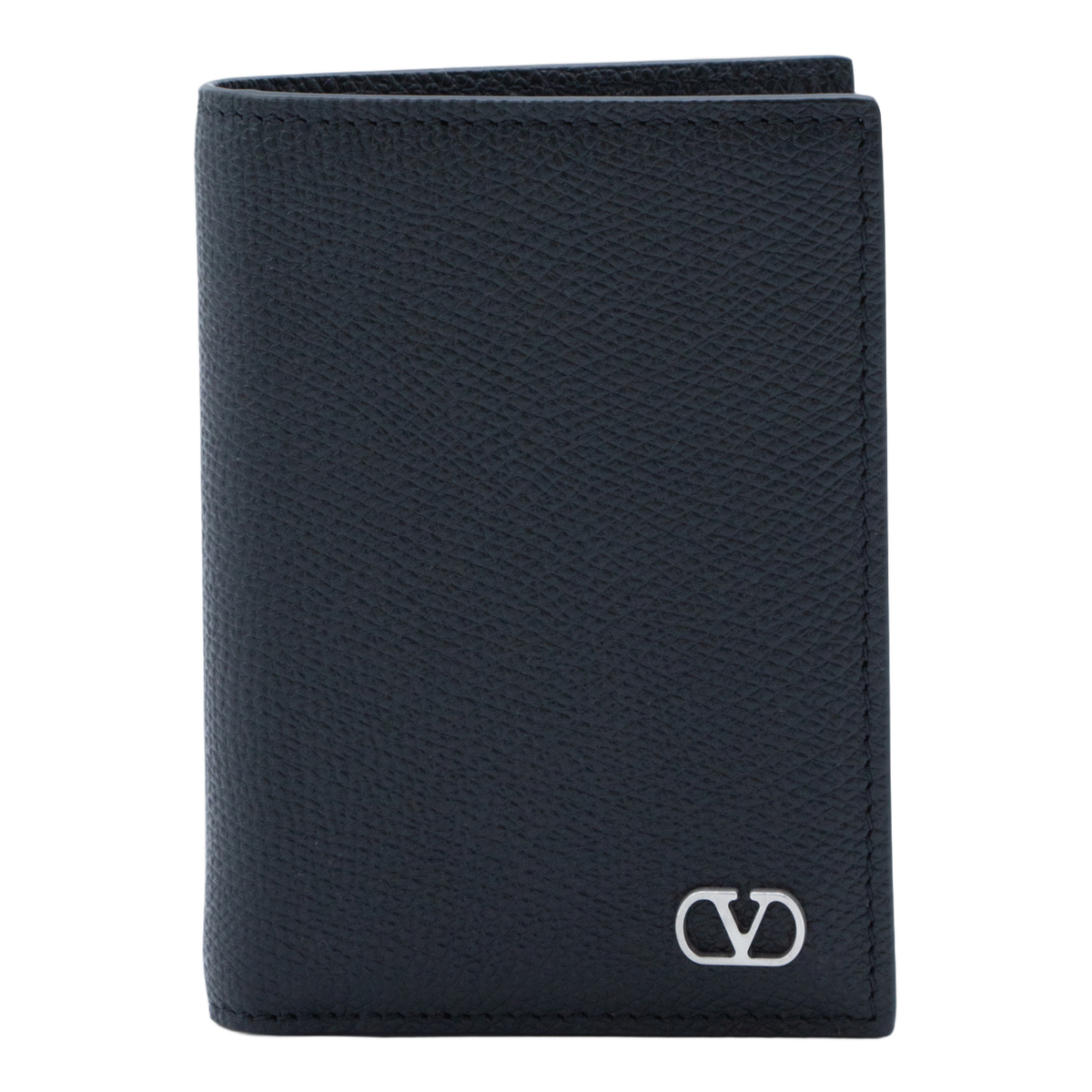 Valentino Garavani Smooth Black Wallet With Minimalist Design And Multiple Card Slots Zwart