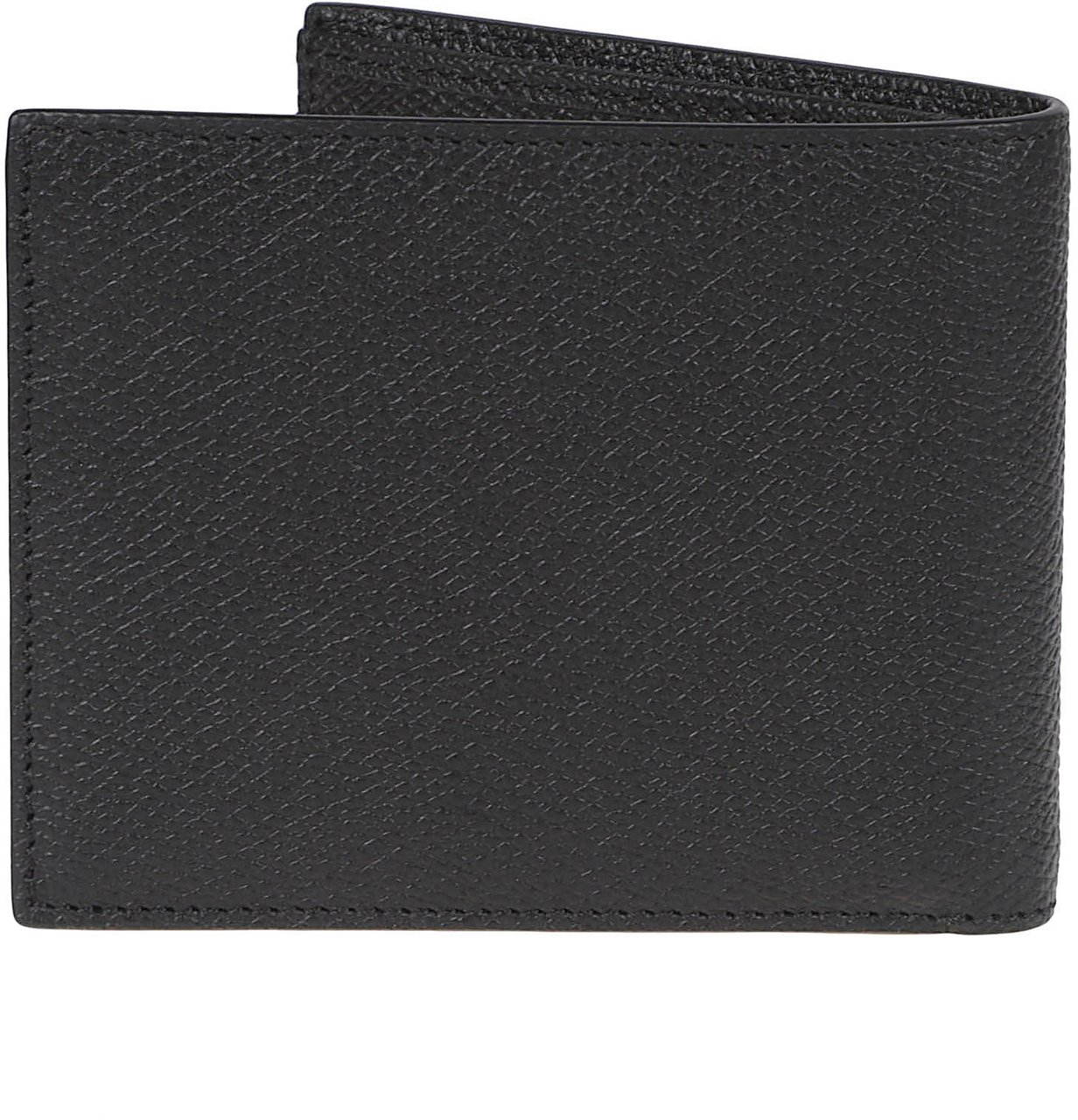 Valentino Garavani Textured Calf Leather Bifold Wallet Zwart