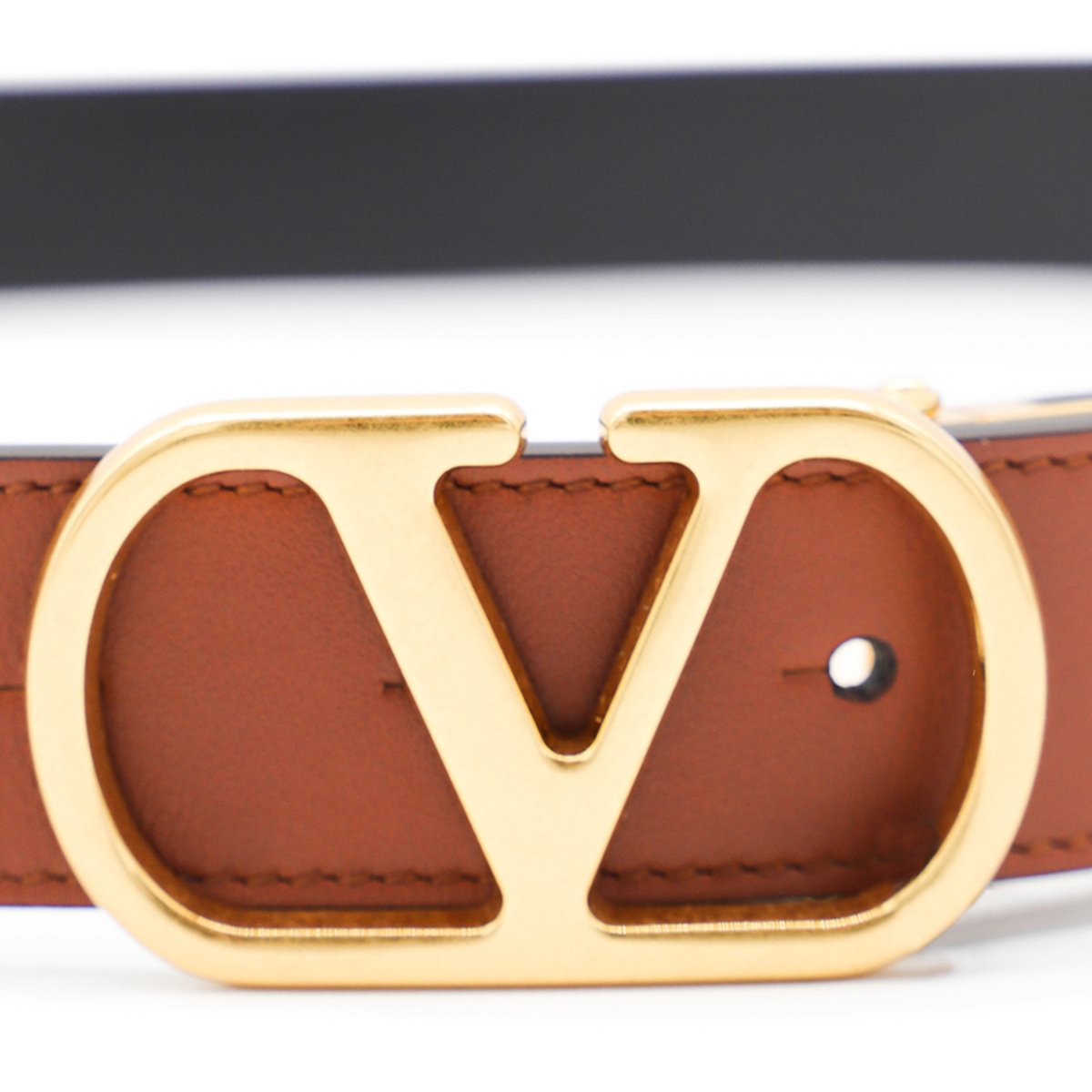 Valentino Garavani Cognac Leather Belt Bruin