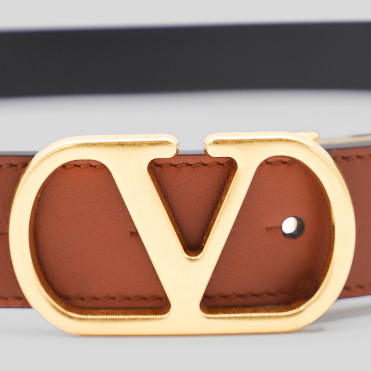 Valentino Garavani Cognac Leather Belt Bruin