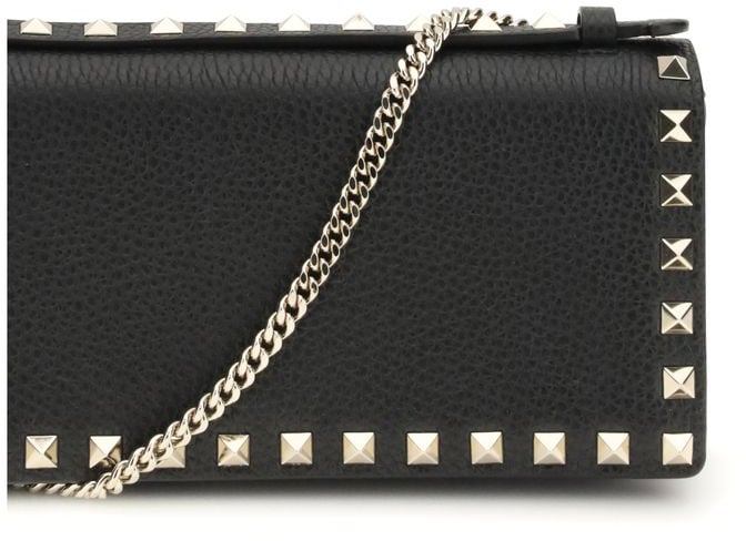 Valentino Garavani Valentino Garavani Black Calf Leather Bos Taurus Wallet Zwart