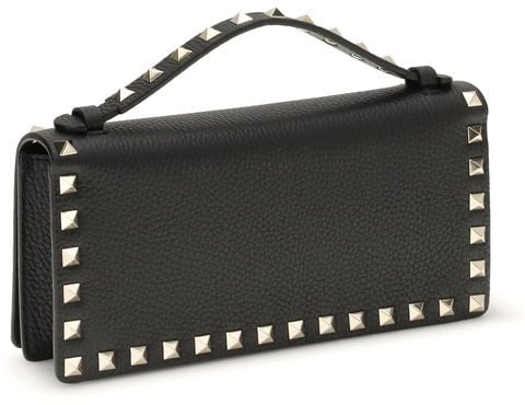 Valentino Garavani Valentino Garavani Black Calf Leather Bos Taurus Wallet Zwart
