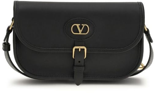 Valentino Garavani Valentino Garavani Black Calf Leather Bos Taurus Shoulder Bag Zwart