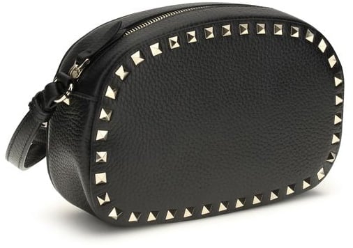 Valentino Garavani Valentino Garavani Black Calf Leather Bos Taurus Shoulder Bag Zwart