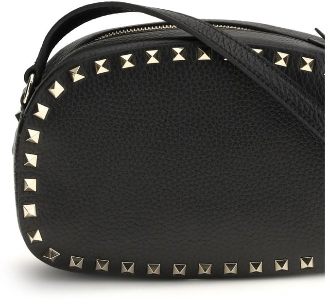 Valentino Garavani Valentino Garavani Black Calf Leather Bos Taurus Shoulder Bag Zwart