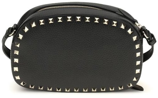 Valentino Garavani Valentino Garavani Black Calf Leather Bos Taurus Shoulder Bag Zwart