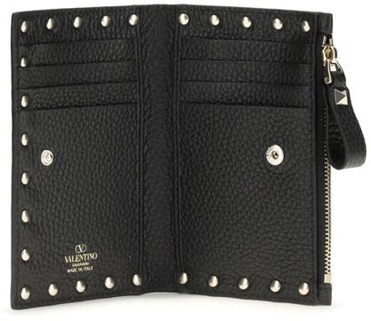 Valentino Garavani Valentino Garavani Black Calf Leather Bos Taurus Wallet Zwart