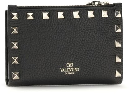Valentino Garavani Valentino Garavani Black Calf Leather Bos Taurus Wallet Zwart