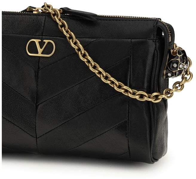 Valentino Garavani Valentino Garavani Black Lamb Ovis Aries Aries Shoulder Bag Zwart