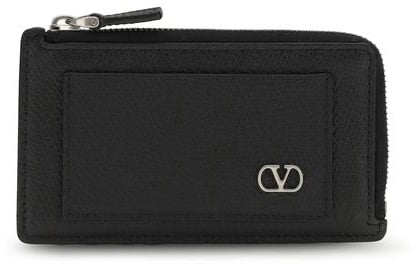 Valentino Garavani Valentino Garavani Black Calf Leather Bos Taurus Wallet Zwart