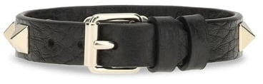 Valentino Garavani Valentino Garavani Black Calf Leather Bos Taurus Bracelet Zwart