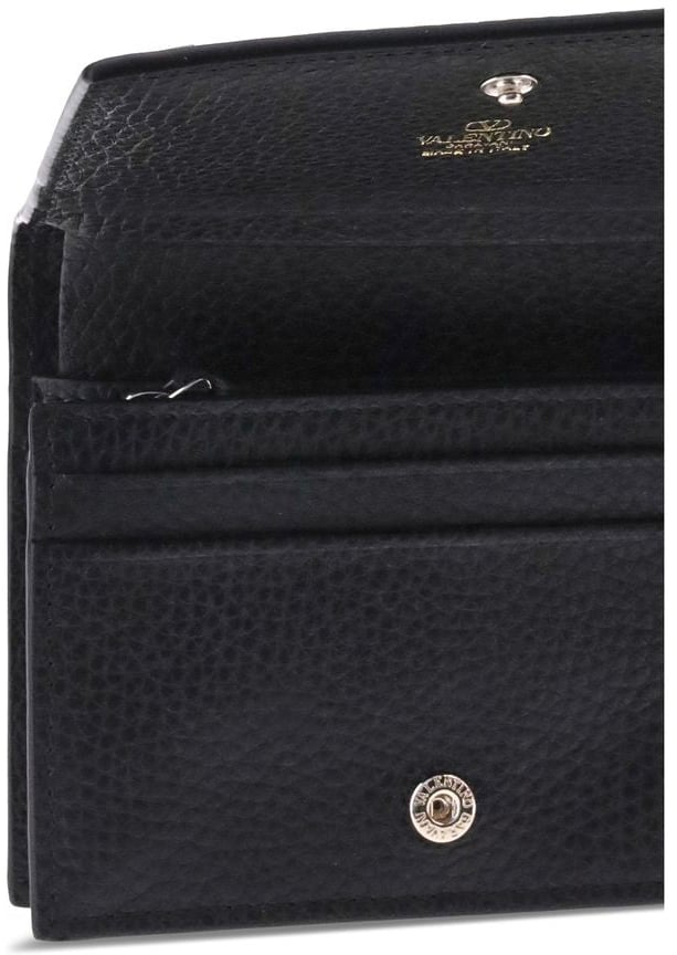 Valentino Garavani Valentino Garavani Black Calf Leather Bos Taurus Wallet Zwart