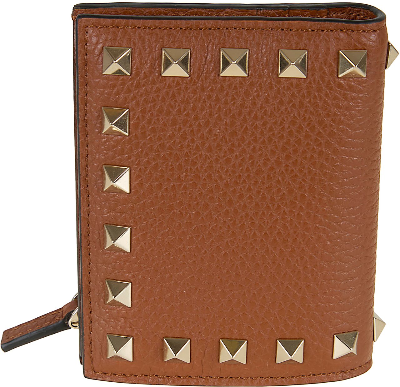 Valentino Garavani VALENTINO GARAVANI FLAP FRENCH WALLET | ROCKSTUD | VITELLO STAMPA ALCE/PLATINUM STUDS Maroon