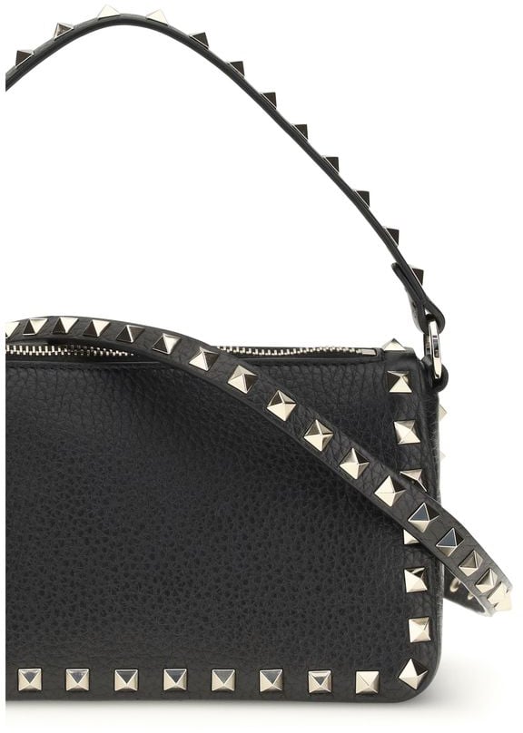 Valentino Garavani Valentino Garavani Black Calf Leather Bos Taurus Shoulder Bag Zwart