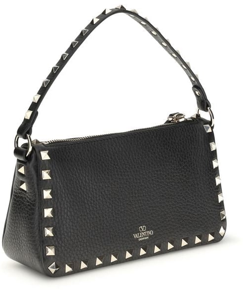 Valentino Garavani Valentino Garavani Black Calf Leather Bos Taurus Shoulder Bag Zwart