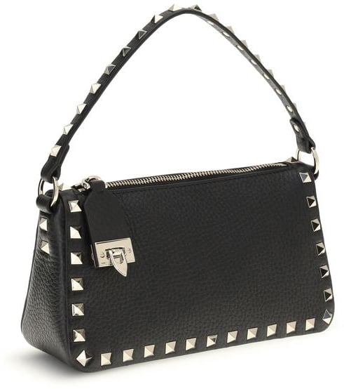 Valentino Garavani Valentino Garavani Black Calf Leather Bos Taurus Shoulder Bag Zwart