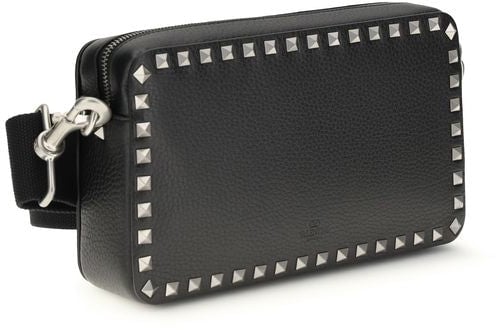 Valentino Garavani Valentino Garavani Black Calf Leather Bos Taurus Shoulder Bag Zwart