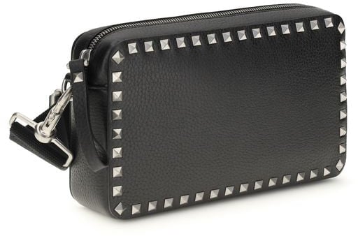 Valentino Garavani Valentino Garavani Black Calf Leather Bos Taurus Shoulder Bag Zwart