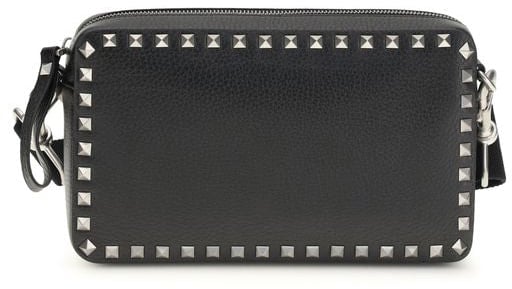 Valentino Garavani Valentino Garavani Black Calf Leather Bos Taurus Shoulder Bag Zwart