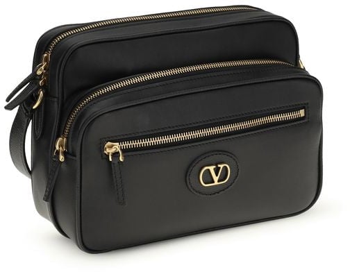 Valentino Garavani Valentino Garavani Black Calf Leather Bos Taurus Shoulder Bag Zwart