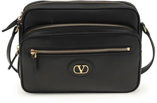 Valentino Garavani Valentino Garavani Black Calf Leather Bos Taurus Shoulder Bag Zwart
