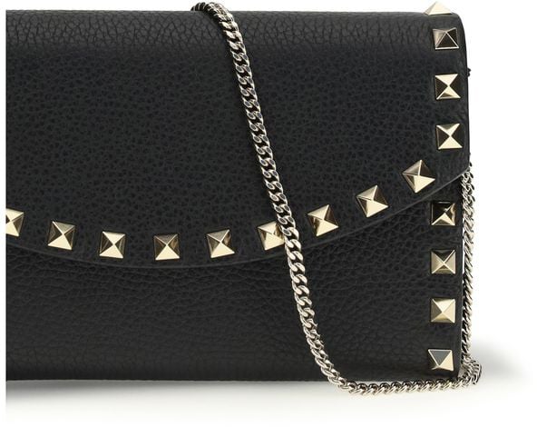 Valentino Garavani Valentino Garavani Black Calf Leather Bos Taurus Wallet Zwart