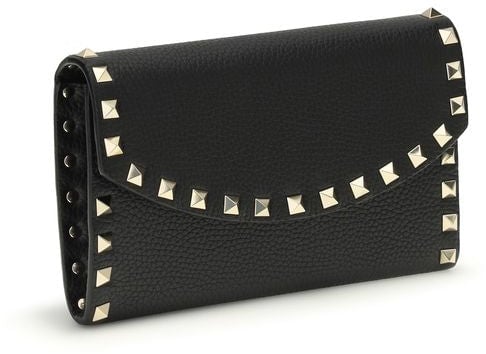 Valentino Garavani Valentino Garavani Black Calf Leather Bos Taurus Wallet Zwart