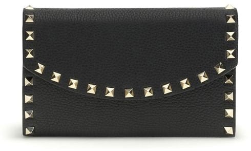 Valentino Garavani Valentino Garavani Black Calf Leather Bos Taurus Wallet Zwart