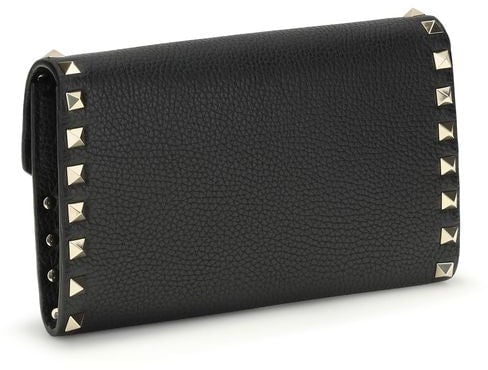 Valentino Garavani Valentino Garavani Black Calf Leather Bos Taurus Wallet Zwart