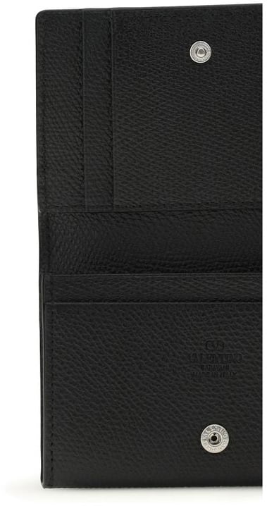 Valentino Garavani Valentino Garavani Black Calf Leather Bos Taurus Wallet Zwart