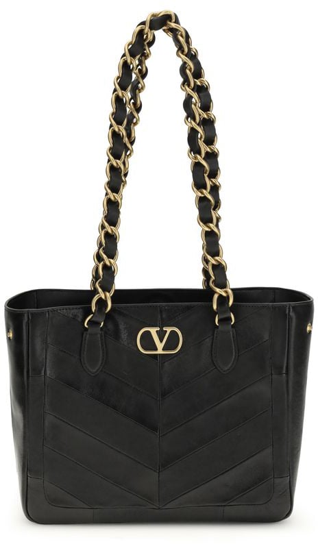 Valentino Garavani Valentino Garavani Black Napa Leather / Calf Bos Taurus Shoulder Bag Zwart