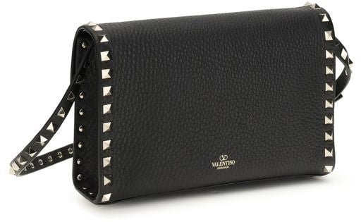 Valentino Garavani Valentino Garavani Black Calf Leather Bos Taurus Shoulder Bag Zwart