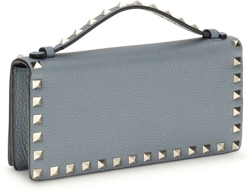 Valentino Garavani Valentino Garavani Blue Calf Leather Bos Taurus Wallet Blauw