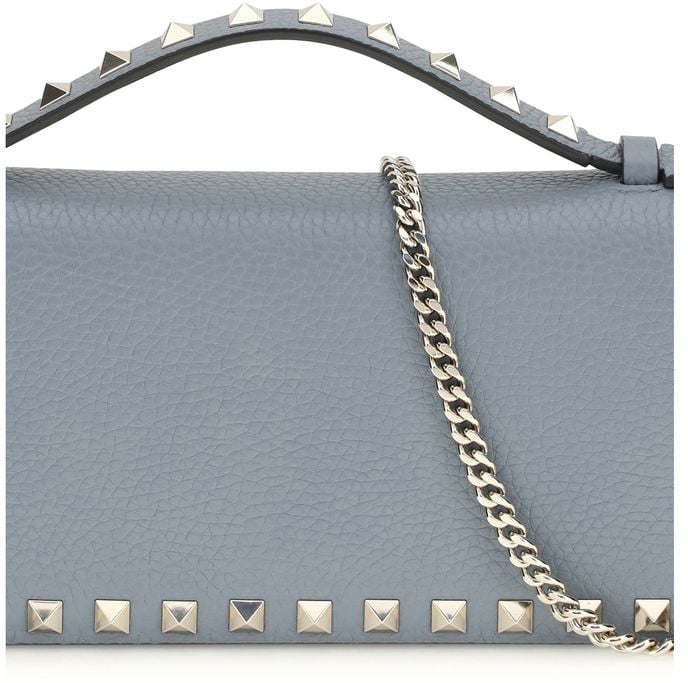 Valentino Garavani Valentino Garavani Blue Calf Leather Bos Taurus Wallet Blauw