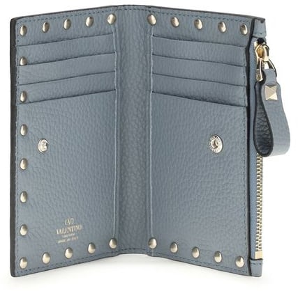 Valentino Garavani Valentino Garavani Blue Calf Leather Bos Taurus Wallet Blauw