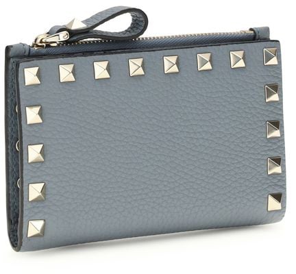 Valentino Garavani Valentino Garavani Blue Calf Leather Bos Taurus Wallet Blauw