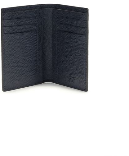 Valentino Garavani Valentino Garavani Blue Calf Leather Bos Taurus Wallet Blauw