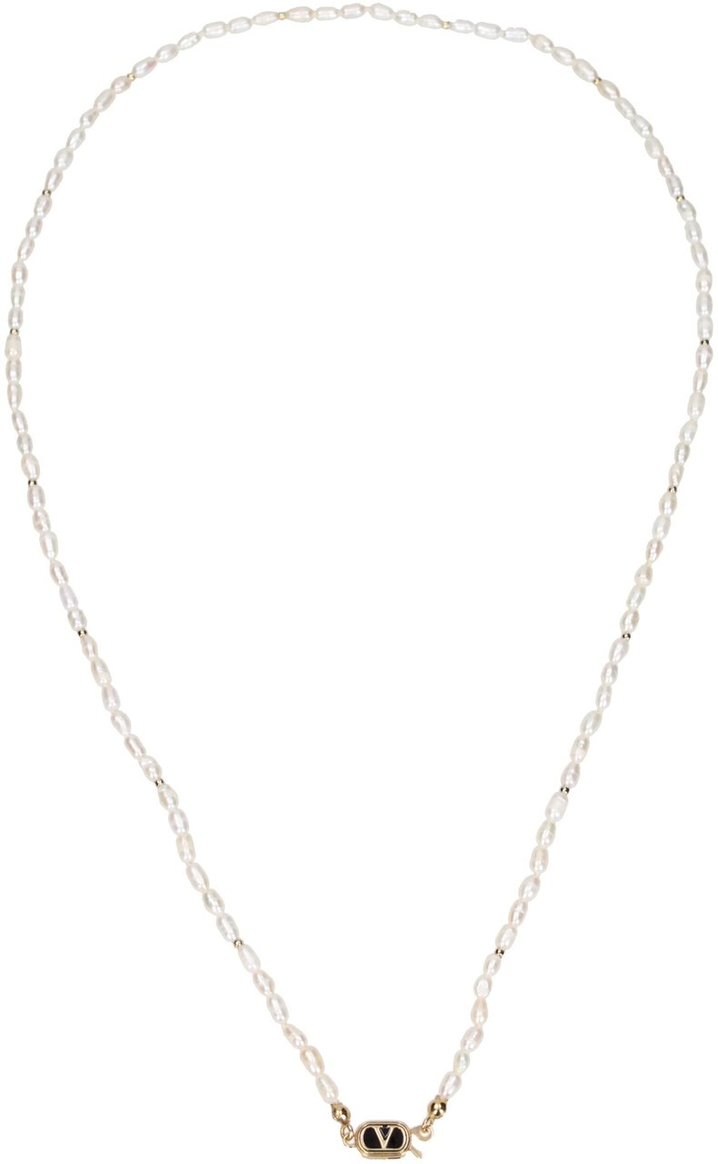 Valentino Garavani Valentino Garavani White Metal Necklace Wit