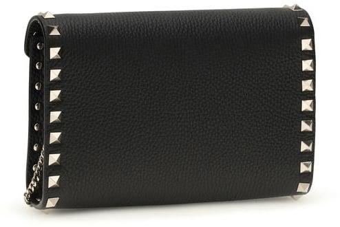 Valentino Garavani Valentino Garavani Black Calf Leather Bos Taurus Wallet Zwart