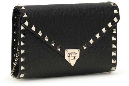 Valentino Garavani Valentino Garavani Black Calf Leather Bos Taurus Wallet Zwart