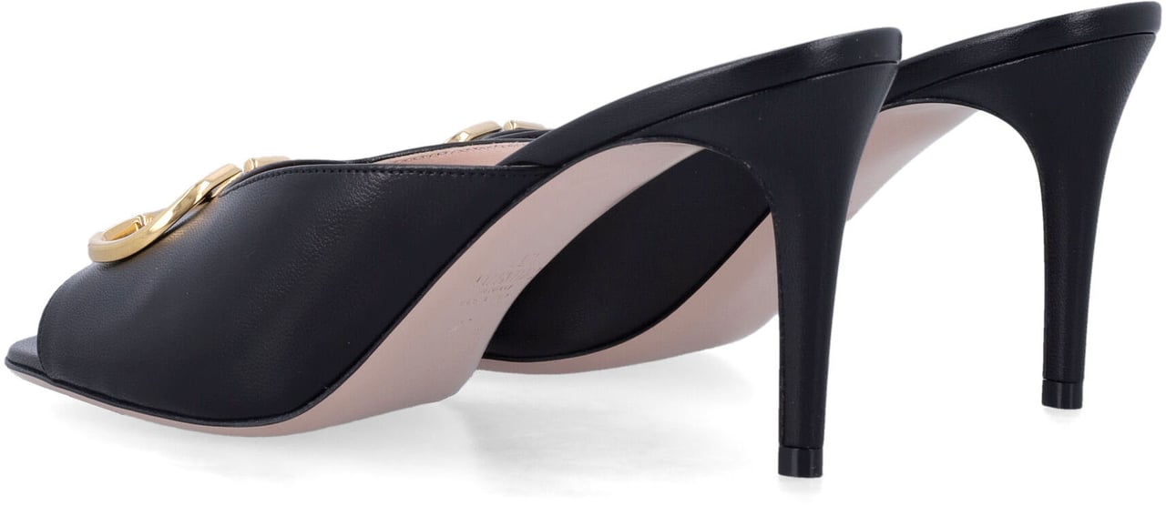 Valentino Garavani Vlogo Leather Mule Mules Zwart