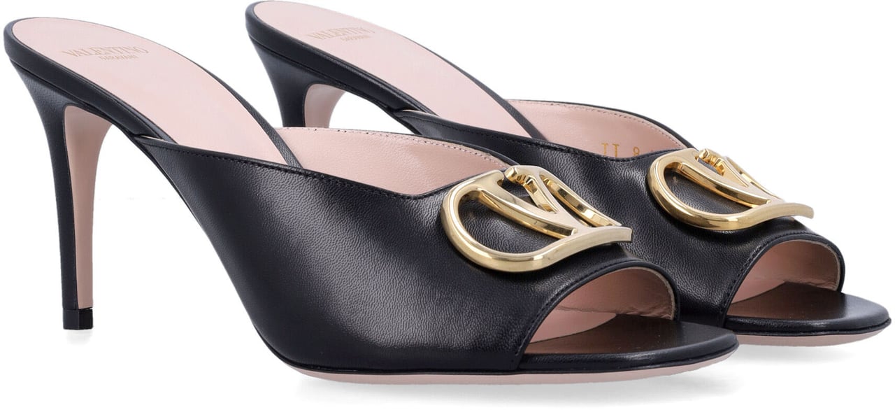 Valentino Garavani Vlogo Leather Mule Mules Zwart